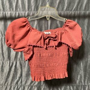 Knitworks Rust Smocked Blouse